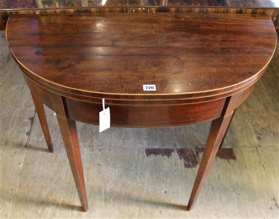 George III mahogany D-shaped folding card table